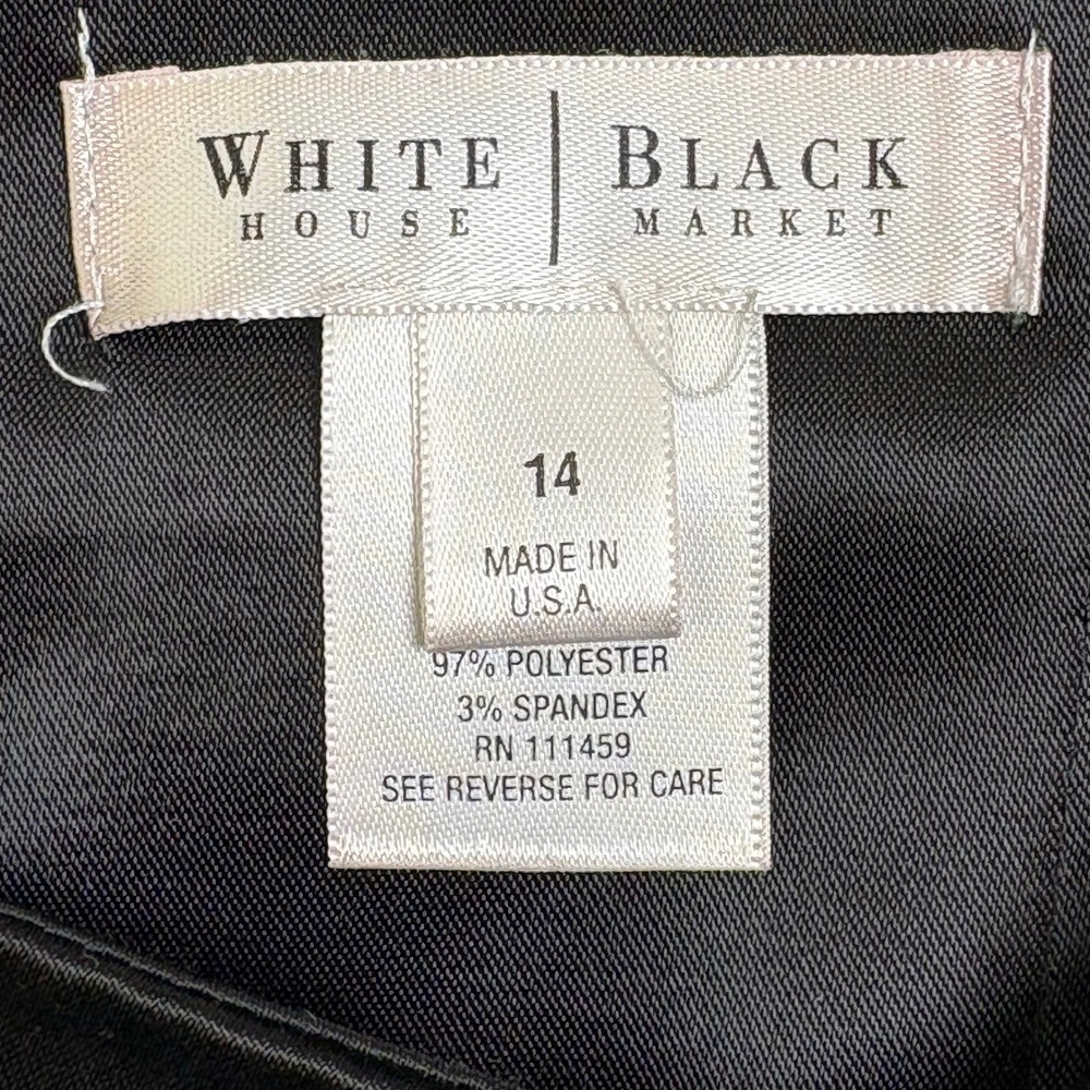 White House Black Market Black Damask Strapless Midi Dress Satin Trim Size 14 - Picture 5 of 8